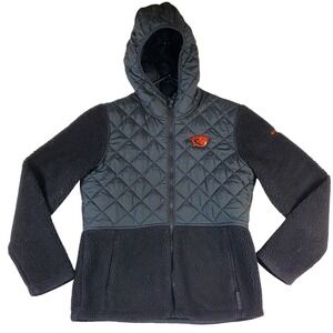 Columbia Oregon State Beavers Quilted Sherpa Hybrid Full Zip Hoodie Jacket Black